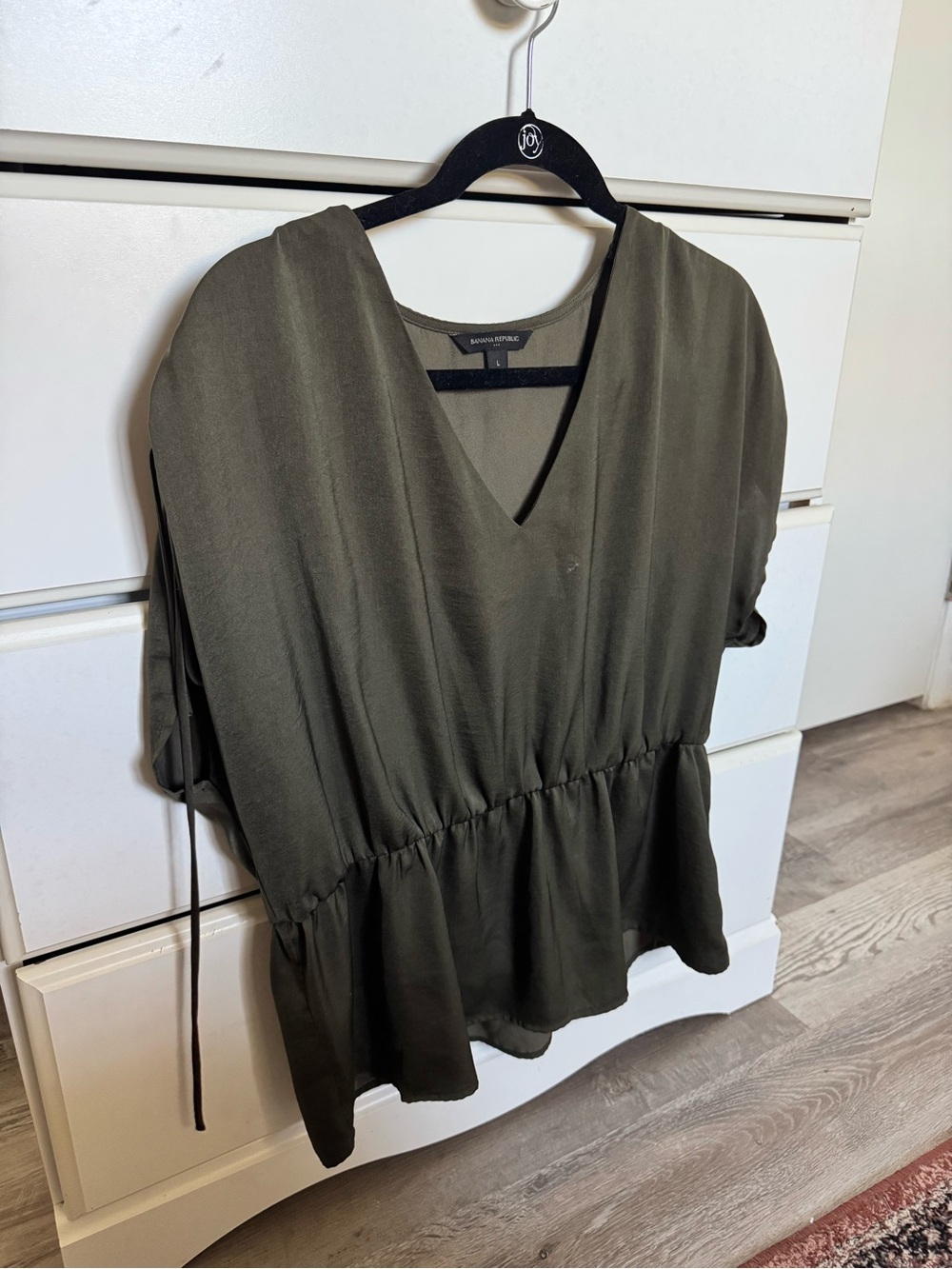 Banana Republic Olive Green Peplum V-Neck Blouse